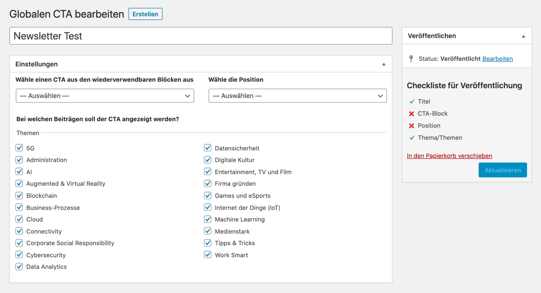 Screenshots of the Central Advertising and Information Management