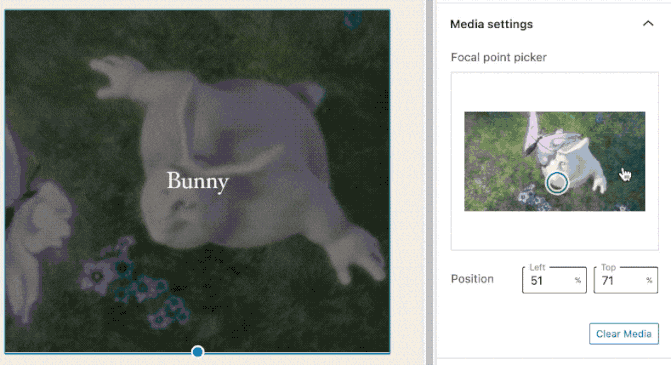 Screenshot of the block editor showing how a video can be positioned