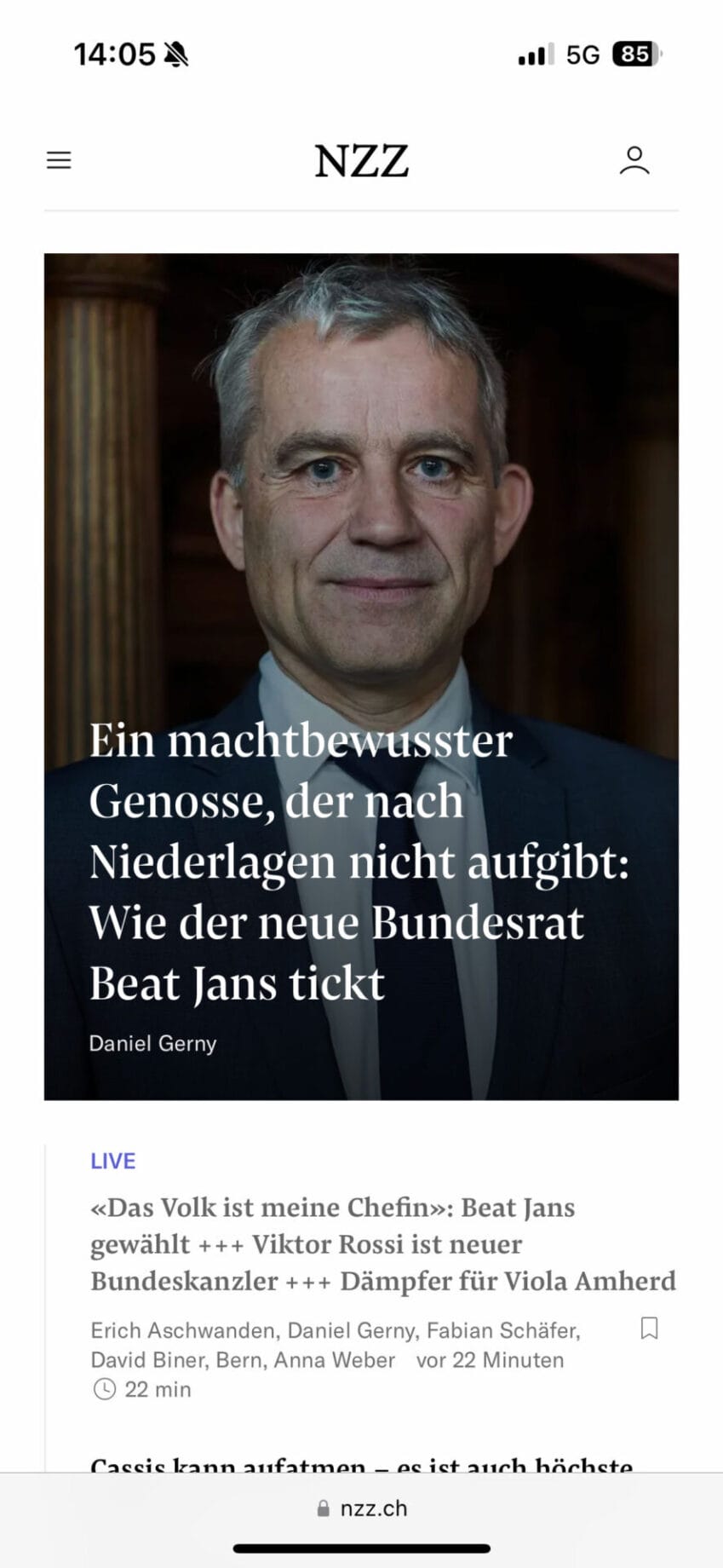 Neues Teaser-Format auf der mobilen Web-App im Light-Modus