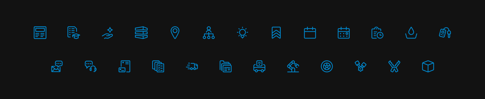 In der Auswahl der Piktogramme sind unter anderem Icons für Ersatzteile, Weiterbildungen oder Kontaktmöglichkeiten zu haben.