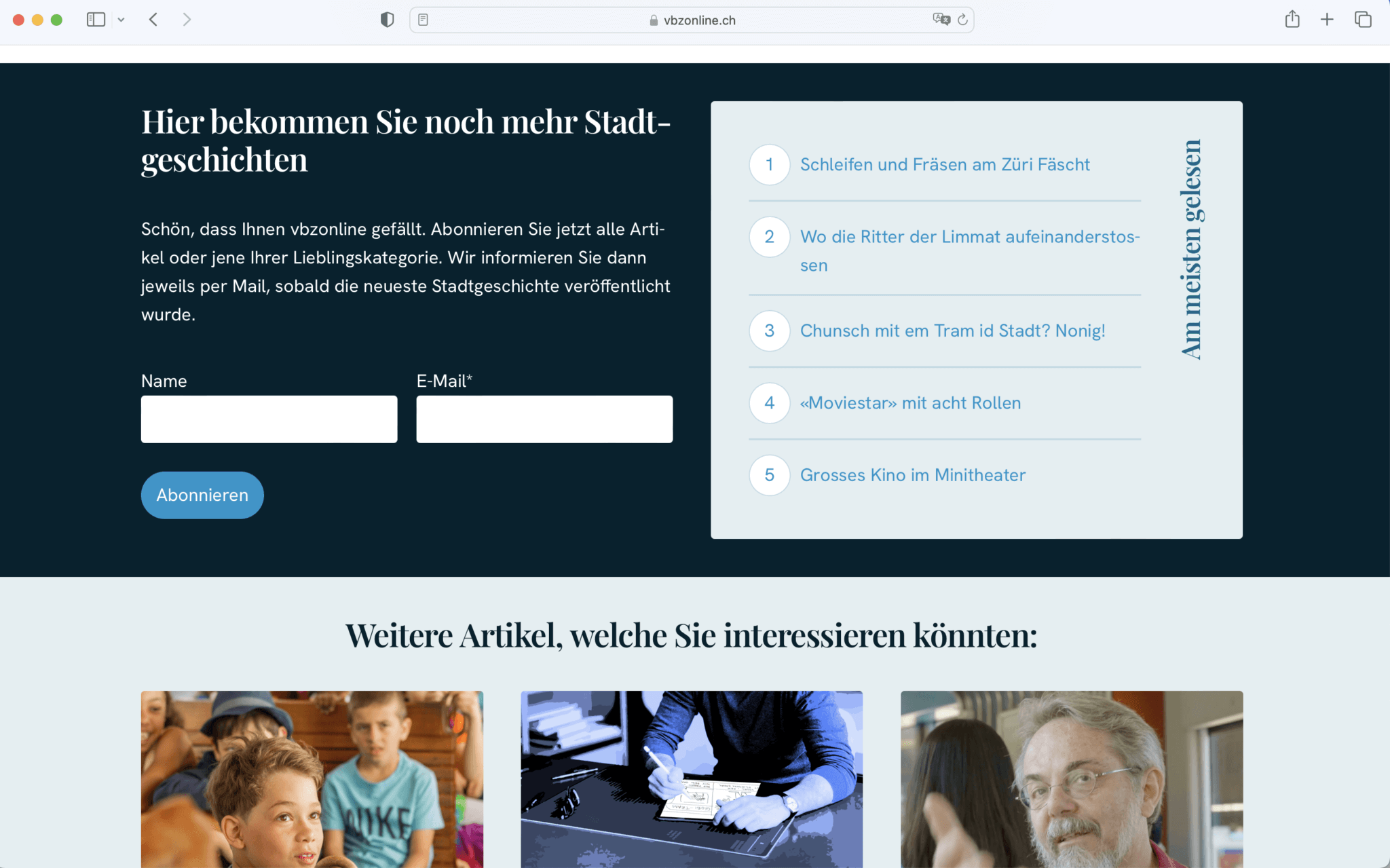 Most read articles on vbzonline.ch