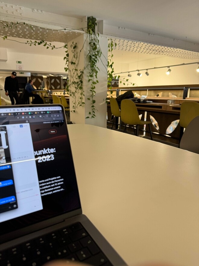 A workplace in a co-working