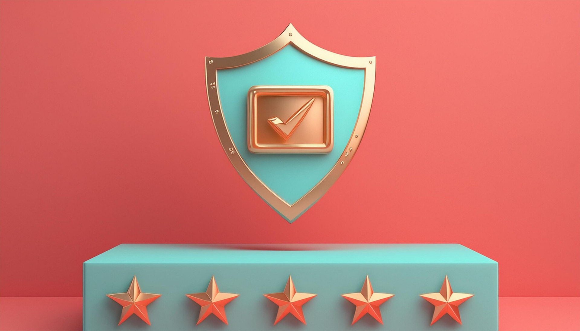 Schild mit Häkchen-Symbol und fünf Sternen davor, symbolisiert starke Passwörter für WordPress Sicherheit