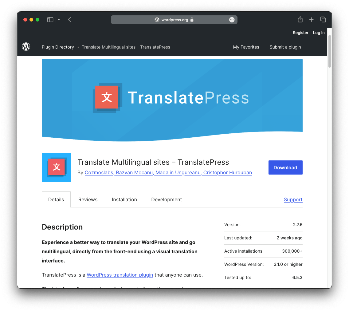 WordPress TranslatePress Plugin