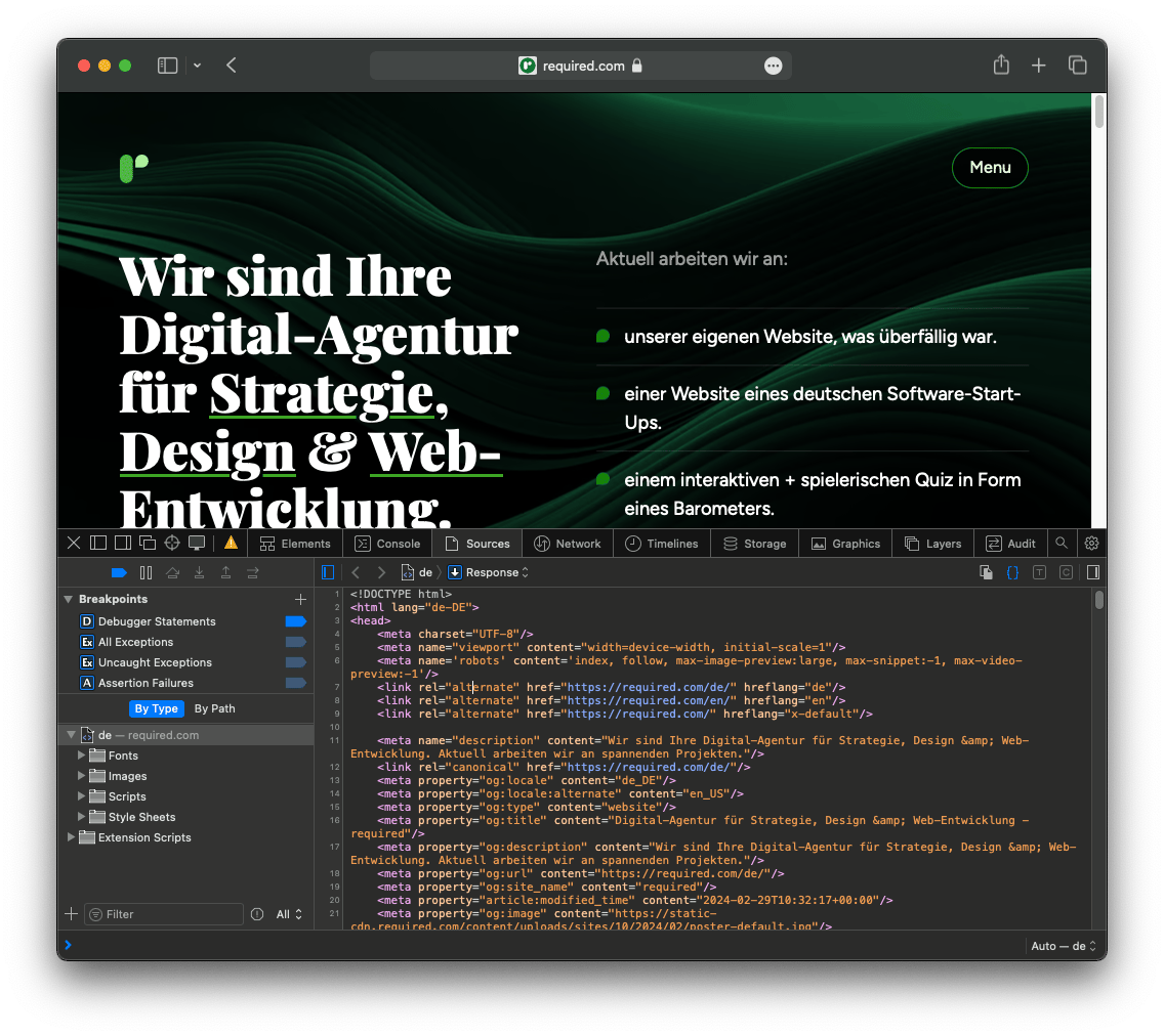 Beispiel von required.com für hreflang um Mehrsprachigkeit richtig einzustellen