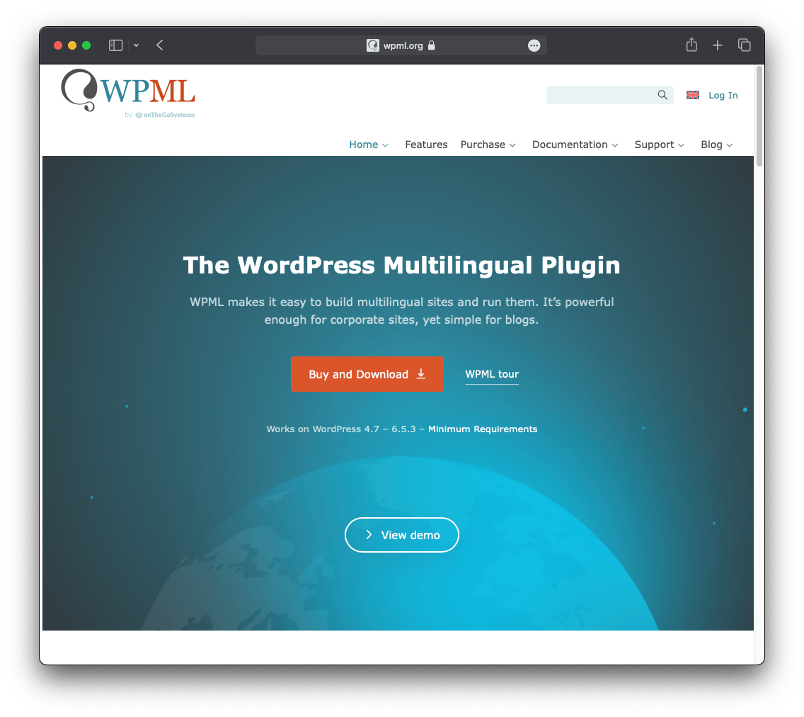 Screenshot WPML Plugin Website