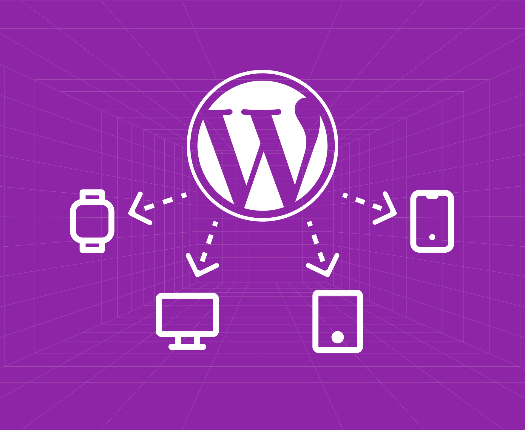 WordPress als Headless CMS Illustration mit verschiedenen Endgeräten