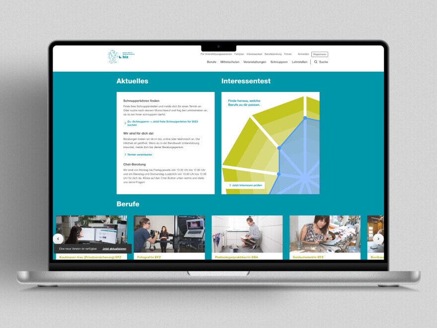 Website des Berufswahlportals der Bildungsdirektion Zürich - Headless CMS