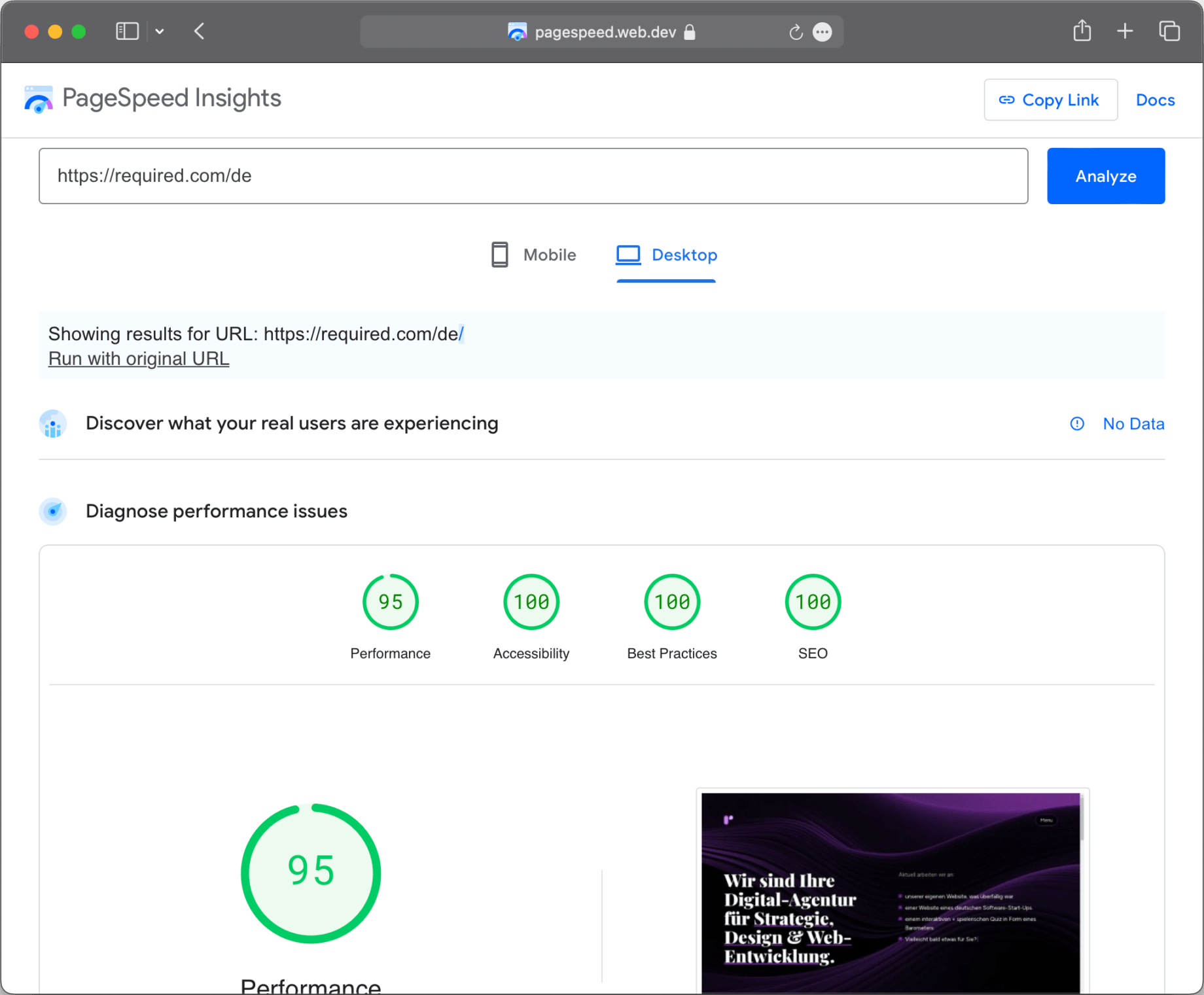 Google PageSpeed Insights zur Diagnose von Website Performance