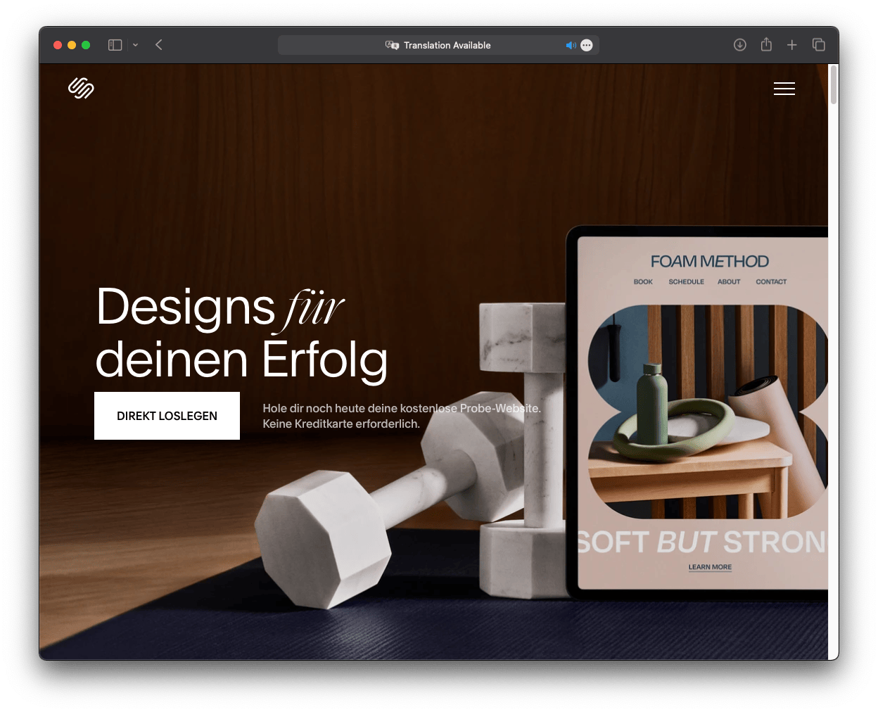 Squarespace-Website Screenshot im Vergleich zu WordPress