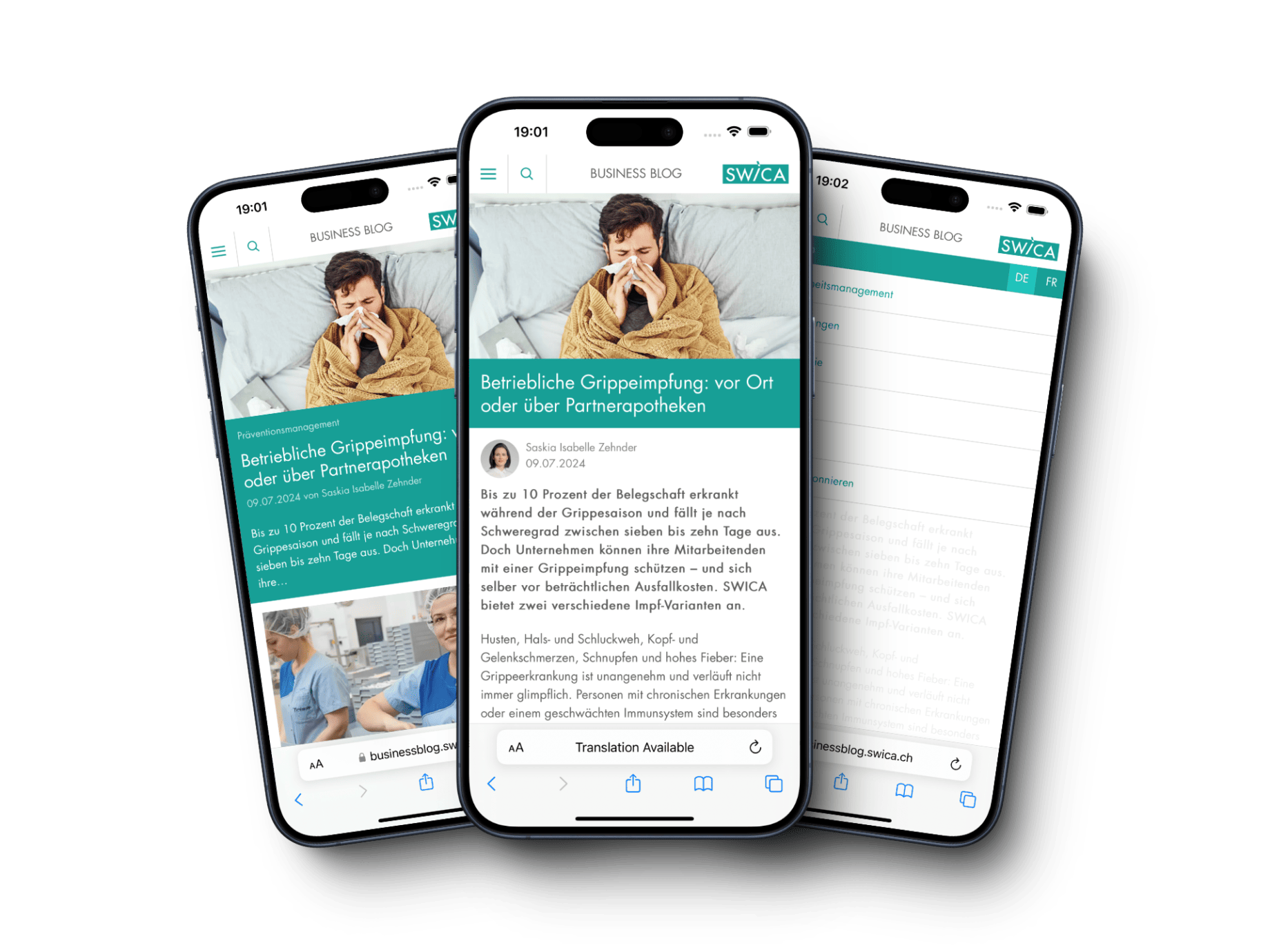 Drei Smartphones zeigen eine benutzerfreundliche Website, die durch gutes UX-Design weniger Supportanfragen generiert. Eine User Experience Agentur bestätigt, dass eine gut gestaltete Website die Anzahl unnötiger Supportanfragen reduziert.