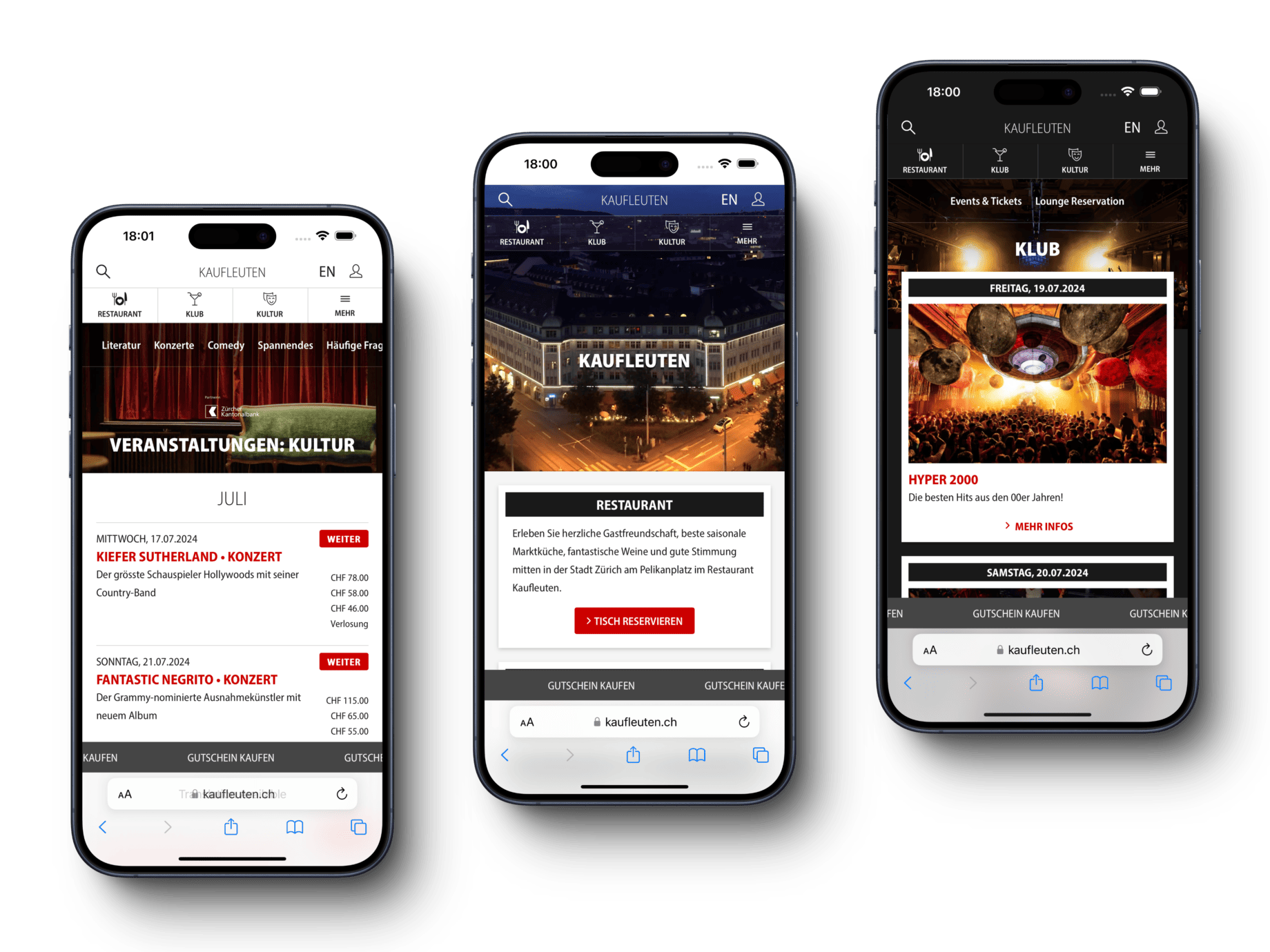 WordPress und PHP: Mobile Ansicht von Kaufleuten.ch