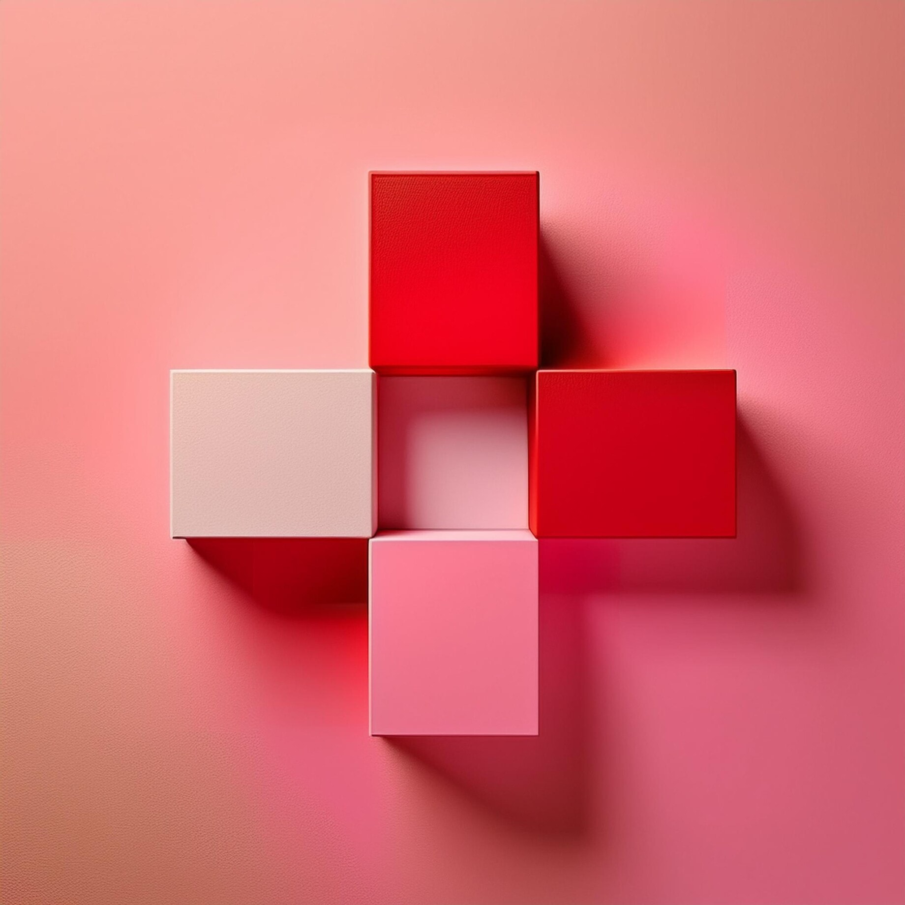 Rote und rosa Würfel auf einem rosafarbenen Hintergrund, symbolisieren Schweizer Unternehmen und den EU-Handel.