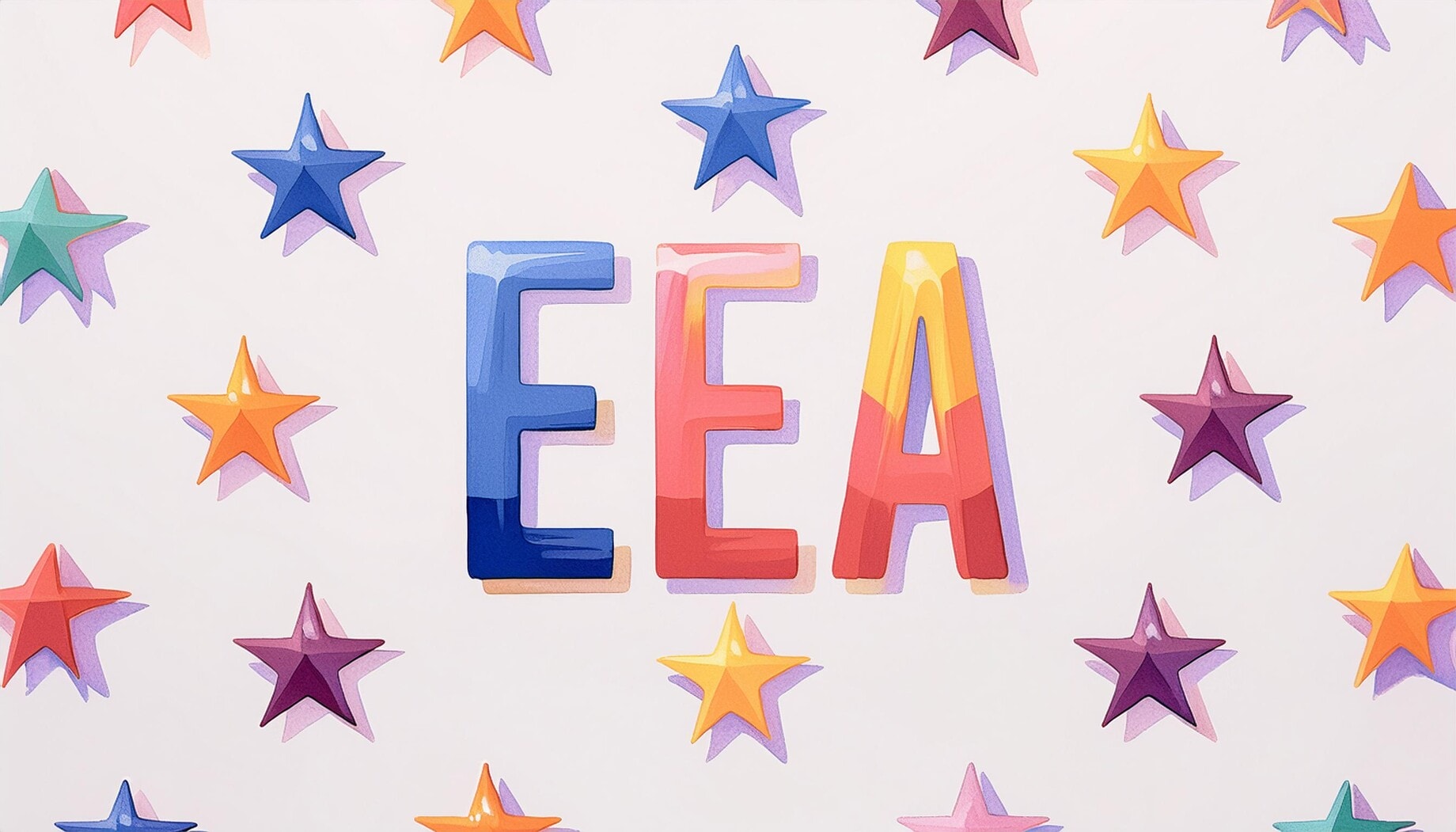 Bild mit bunten Sternen und dem Schriftzug EEA, der für European Accessibility Act steht.