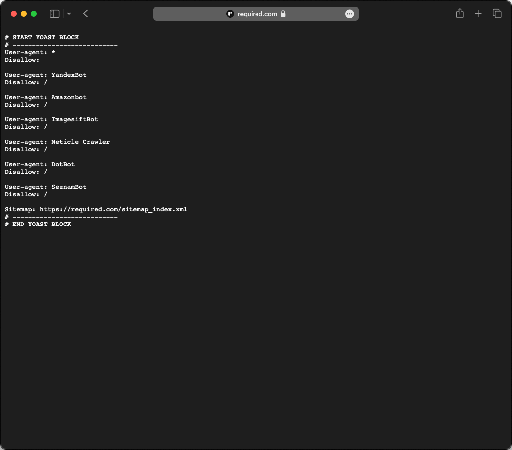 Robots.txt-Datei von required.com