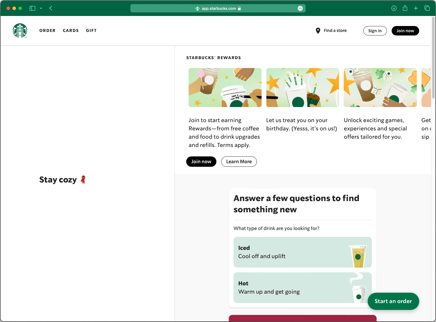 Starbucks PWA Screenshot