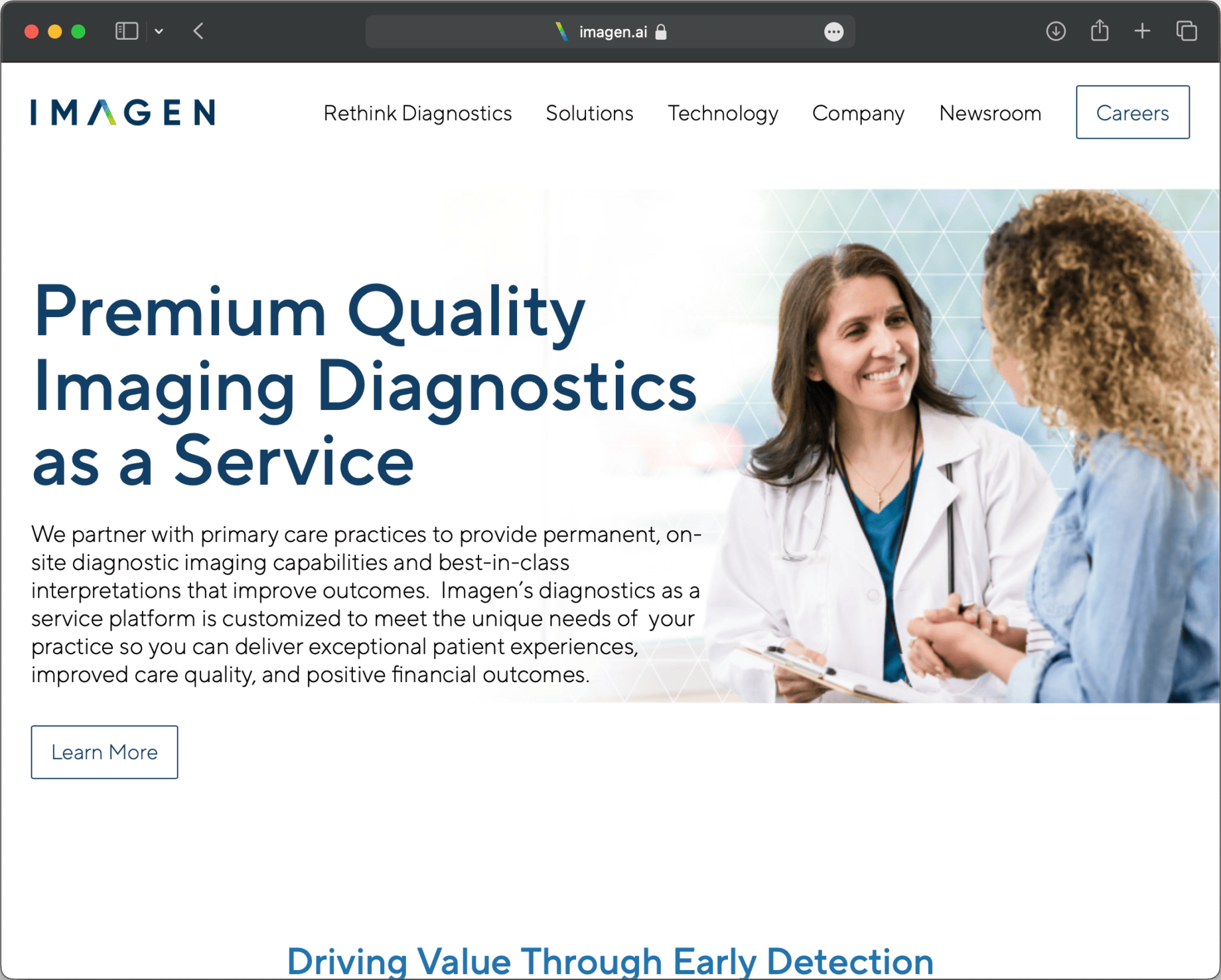 Screenshot einer Diagnose-Tool-Webseite, die KI im Gesundheitswesen zeigt.