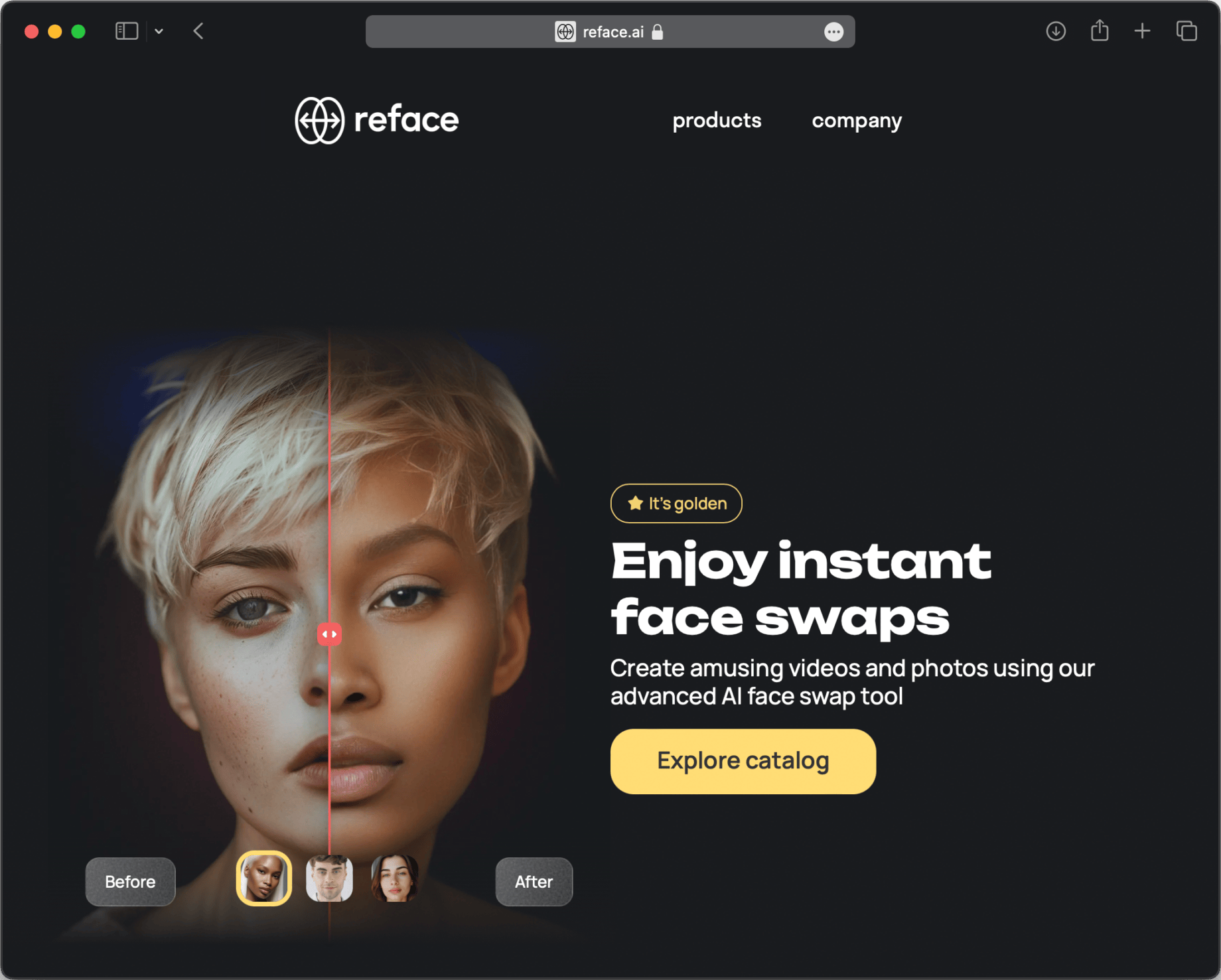 Screenshot der Reface-App, die KI für Deepfakes nutzt.