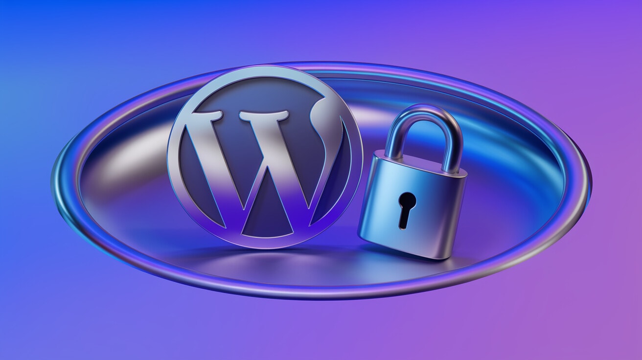 WordPress Logo mit Schloss - Sicherheit für dein Enterprise CMS.