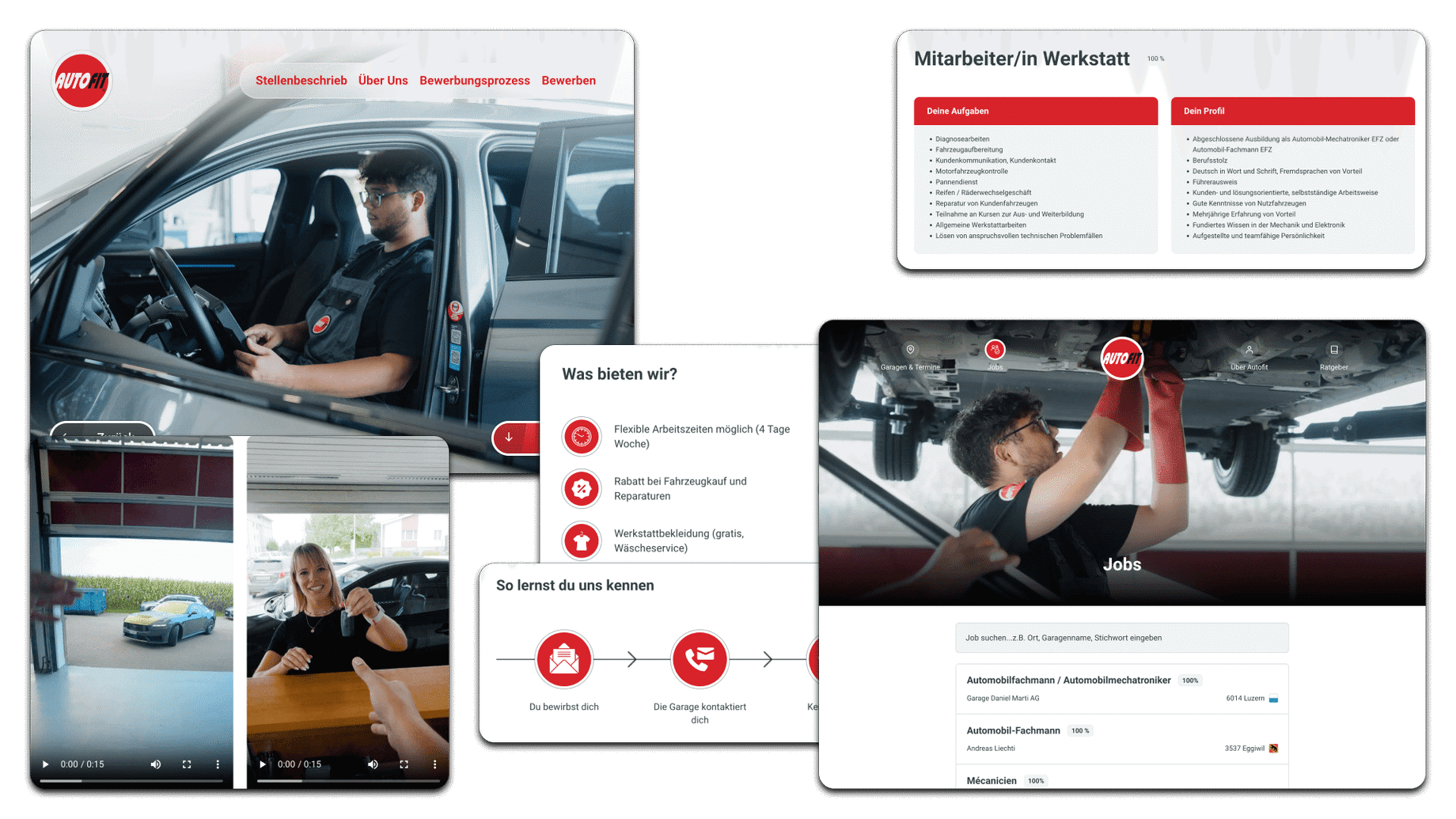Screenshots von Autofit Job Website