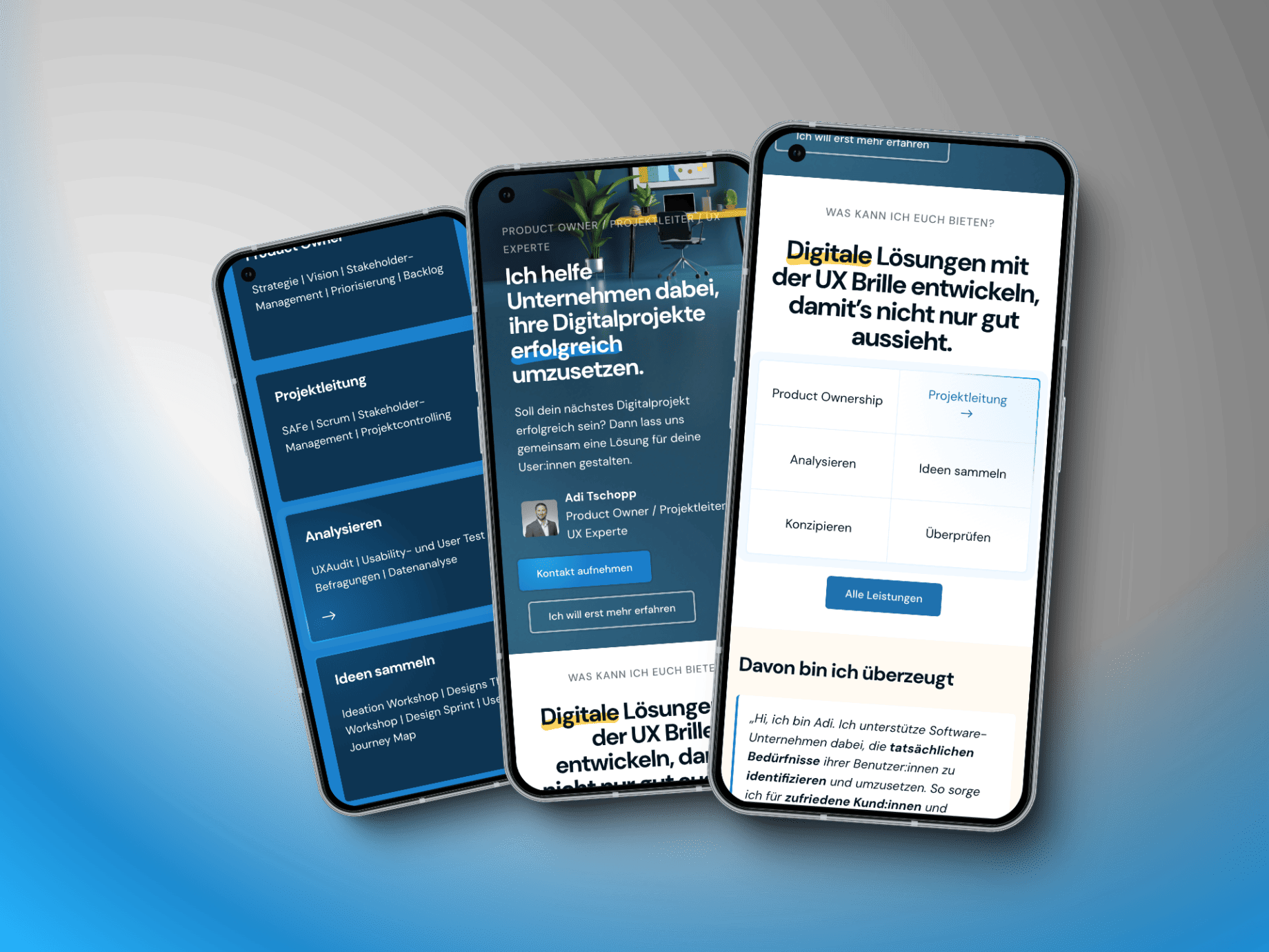 Screenshot von der Mobile View der Website Business Geek