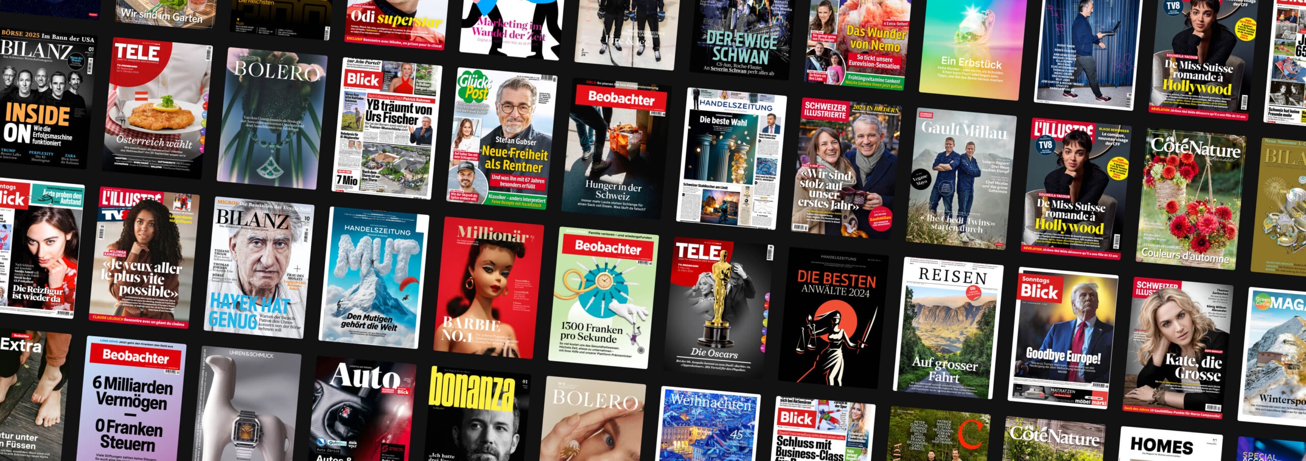 Eine Auswahl der verschiedenen Magazine und Zeitungen des Ringier Verlages.