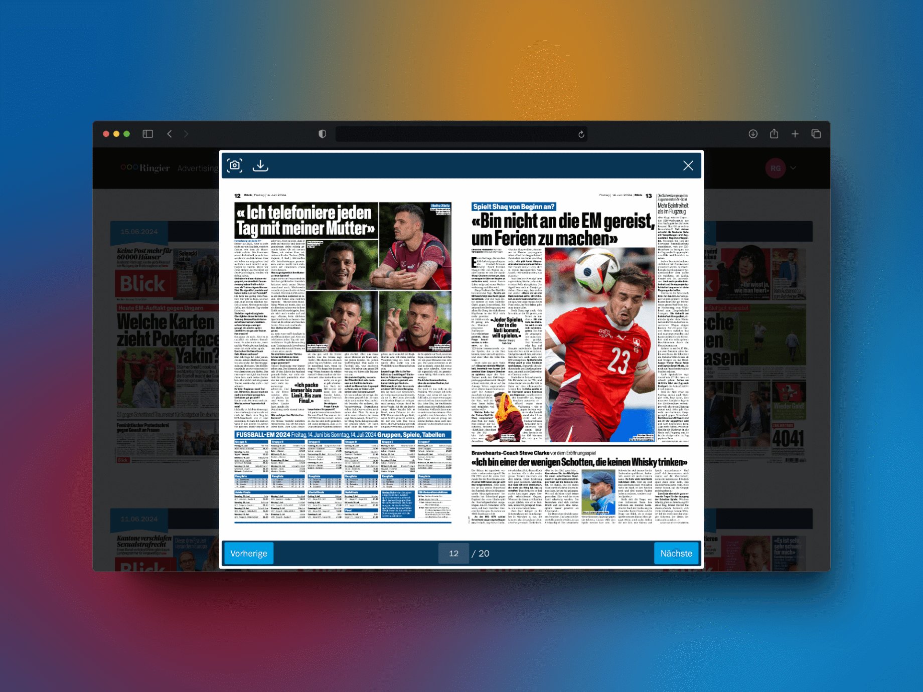 Eine Ansicht des PDF-Viewers im Ringier Advertising Dashboard