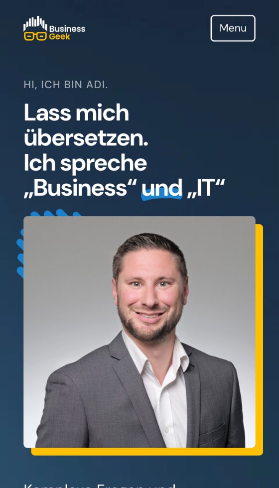 Die Website business-geek.ch auf einem Smartphone