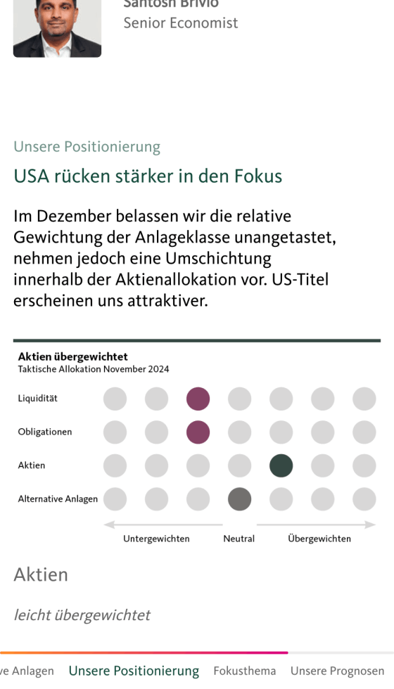 Screenshot des Migros Bank Anlageüberblicks Smartphone