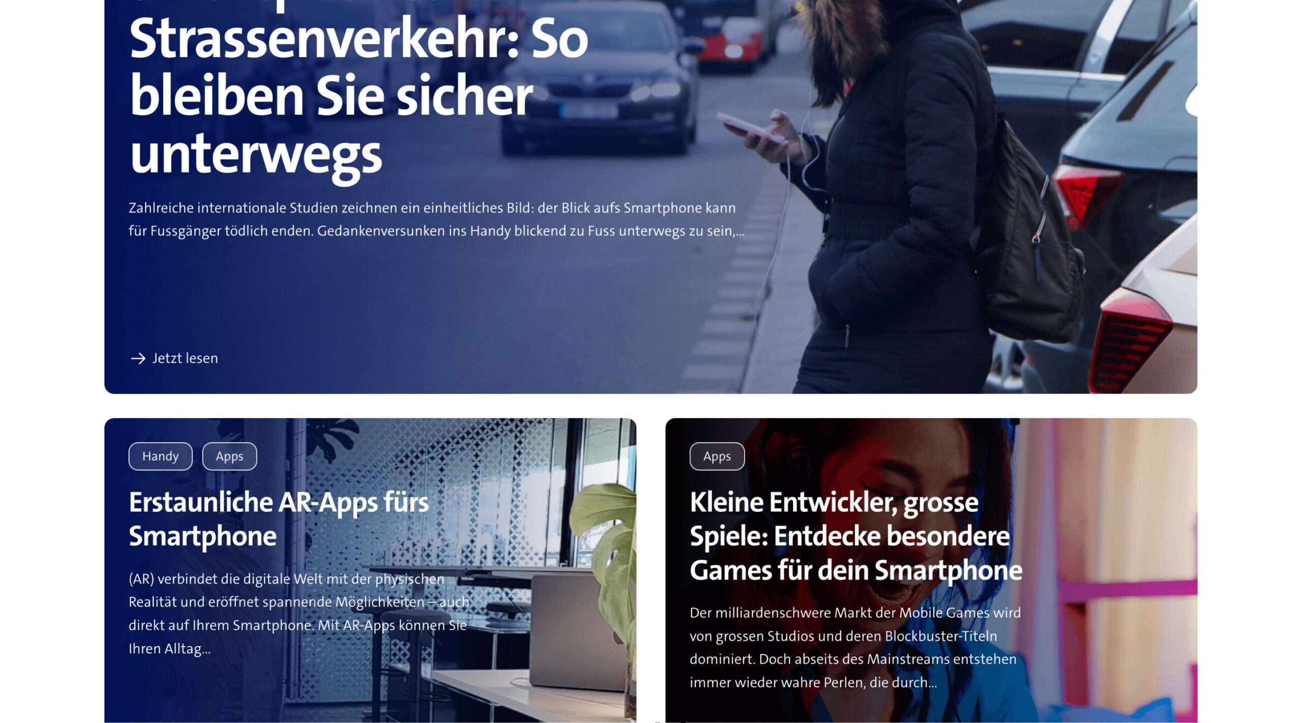 Screenshot des Swisscom Blogs auf einem grossen Bildschirm