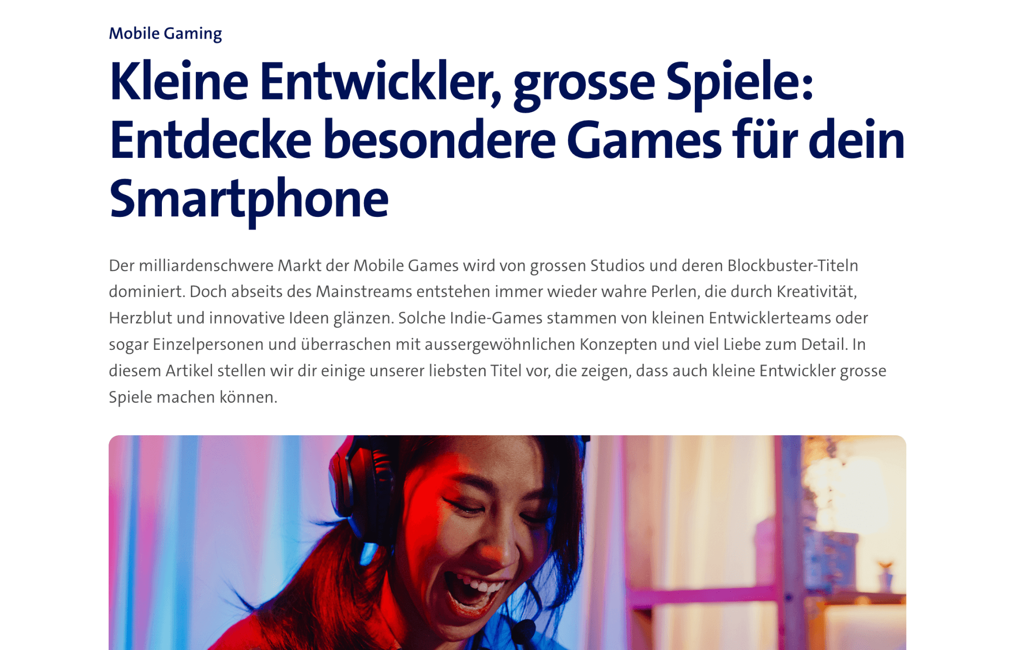 Screenshot of the Swisscom Blog on a laptop