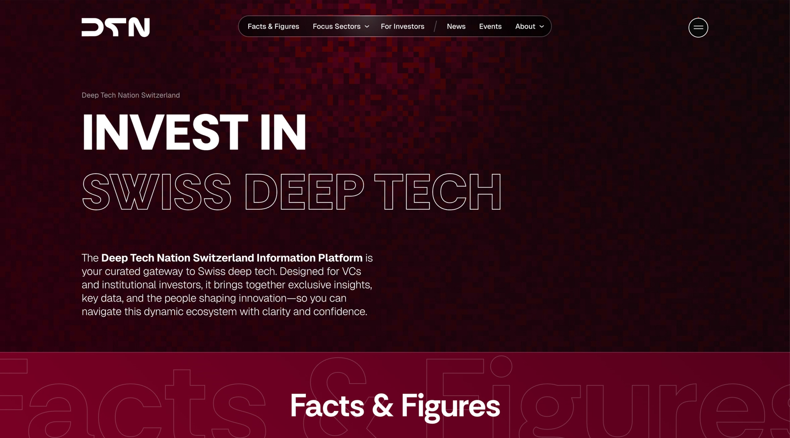 Screenshot of the deeptechnation.ch website on a large screen