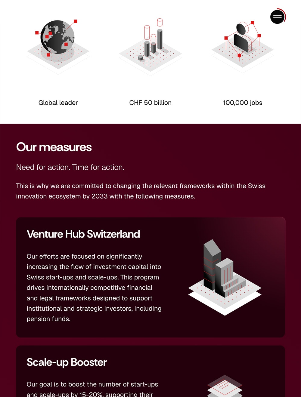 Screenshot der deeptechnation.ch Website auf einem Tablet