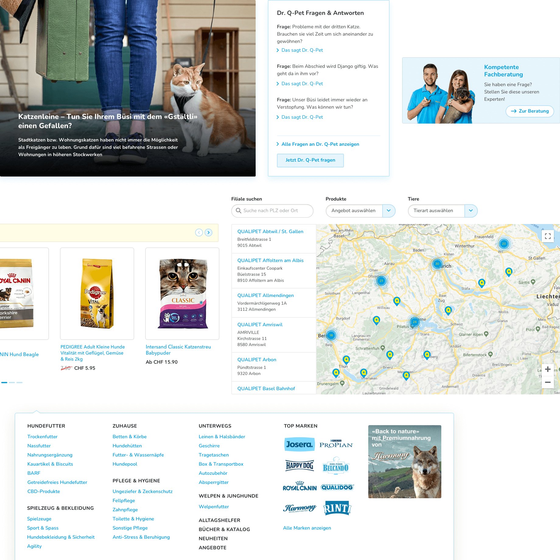 Mehrere visuelle Elemente, welche im Design des Onlineshops vorkommen