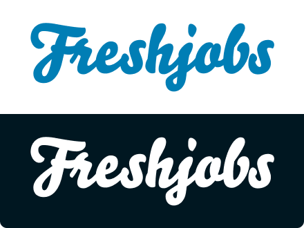 Das originale Freshjobs Logo bis 2023 bestand nur aus einem kursiven Schriftzug.