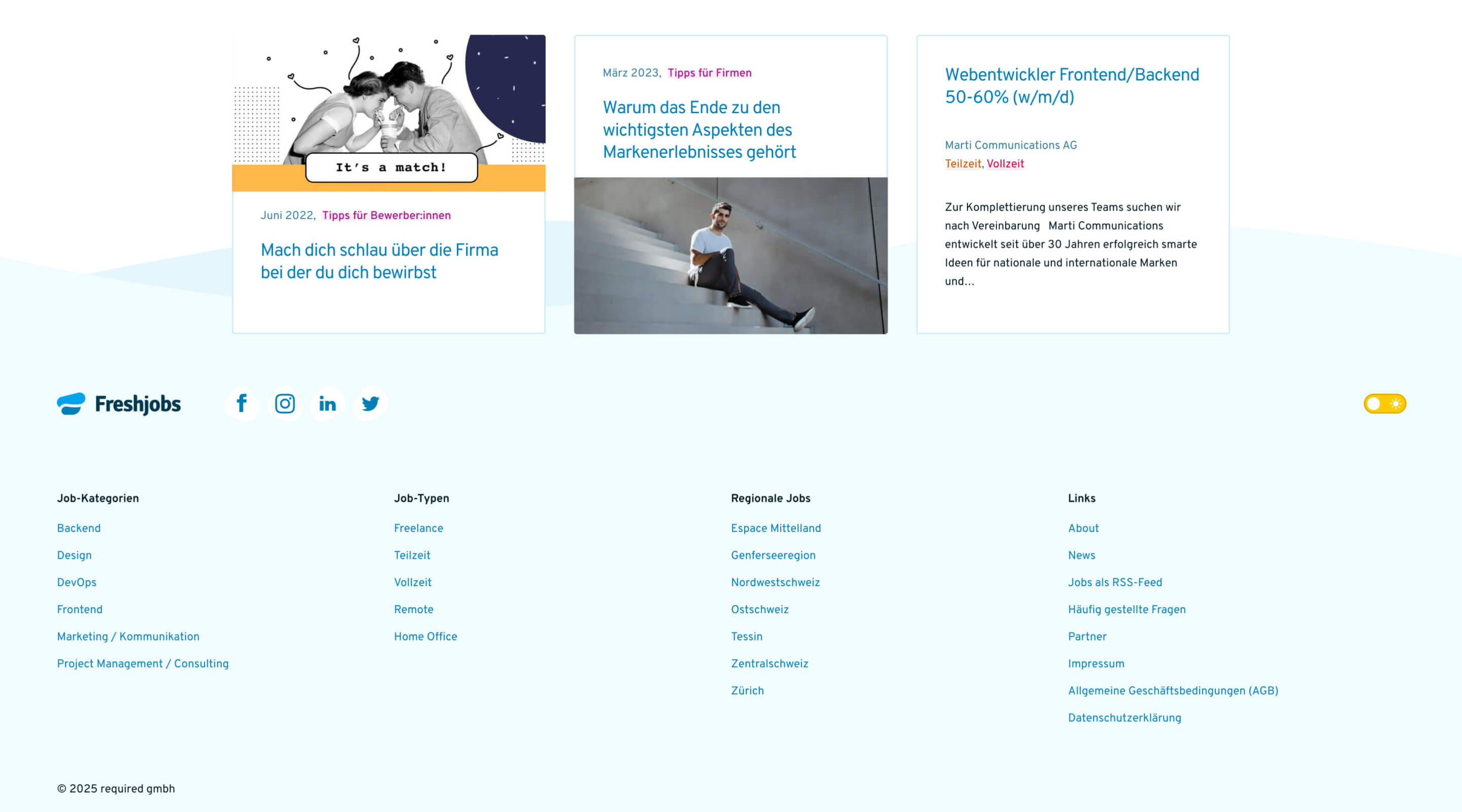 The Freshjobs online magazine on a large screen