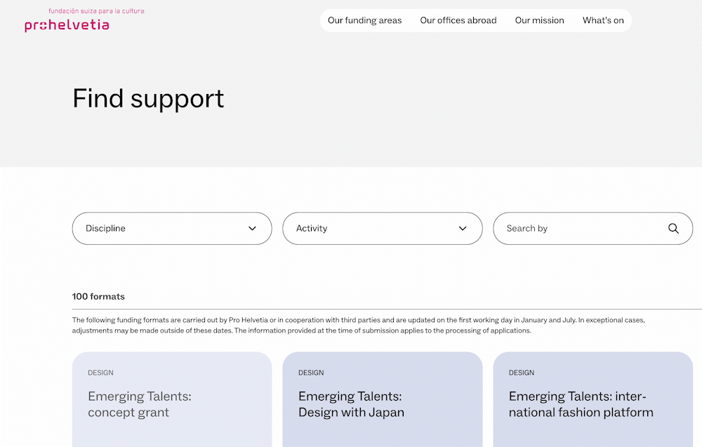 An animation showing the filtering of a list of results using a dropdown. The shown number of results changes from 100 to 20.